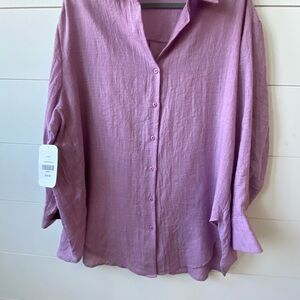 Lavender Linen Button-Up Women's Top